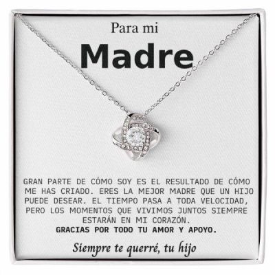 «Para mi madre» - Cadena de oro blanco de 14 quilates con colgante de circonitas OLIVIA