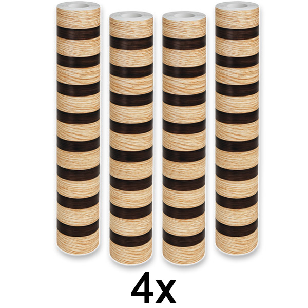 4x Elegante adhesivo de pared con efecto madera | LINEWALL